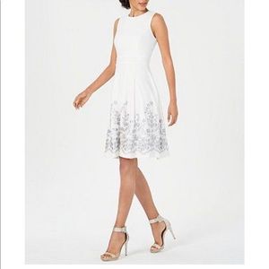 Calvin Klein DressWhite Embroidered Sleeveless Above The Knee A-Line. 4 petite